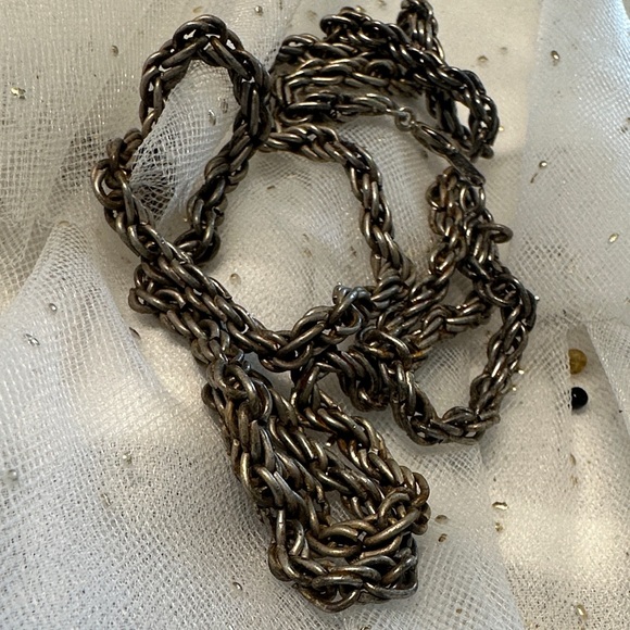 Tarnished sterling Silver rope chain Necklace - Picture 6 of 7